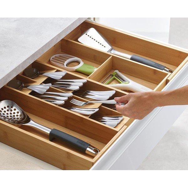Regulowany bambusowy organizer na sztućce do szuflady w naturalnym kolorze 32 x 40 cm DrawerStore Bamboo – Joseph Joseph-image-1