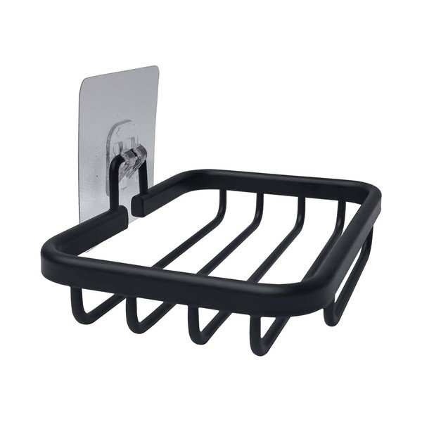 Metalowa mydelniczka w kolorze matowej czerni bez wiercenia Filaire Aluminium – douceur d'intérieur-image-1