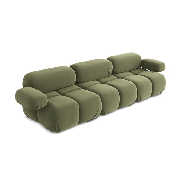 Jasnozielona aksamitna sofa modułowa 285 cm Lokua – Makamii-image-1