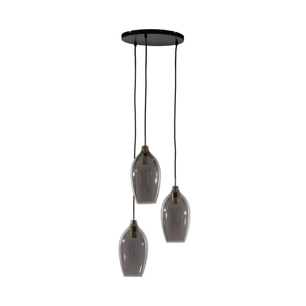 Ciemnoszaro-brązowa lampa wisząca ze szklanym kloszem ø 35 cm Lukaro – Light & Living