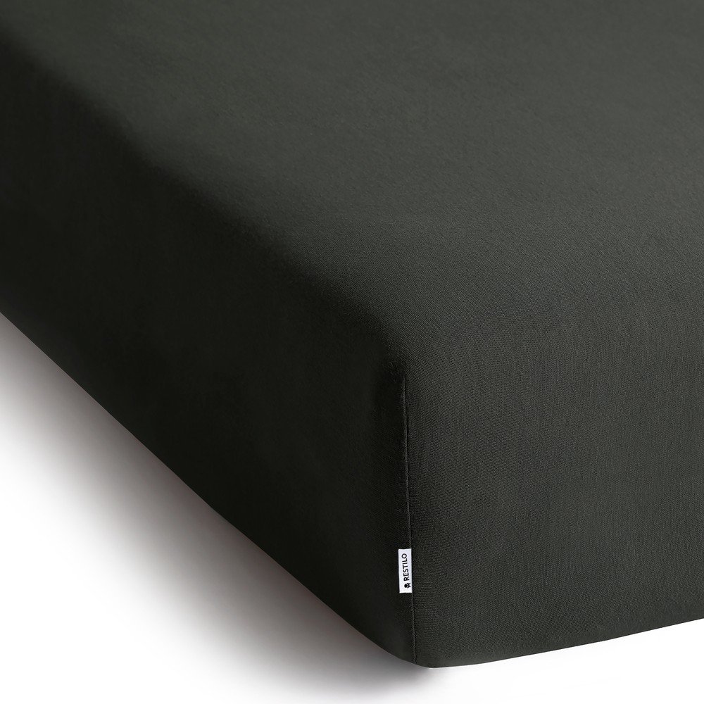 Ciemnoszare dżersejowe prześcieradło z gumką 220x200 cm Amber – Restilo (zdjęcie 2)