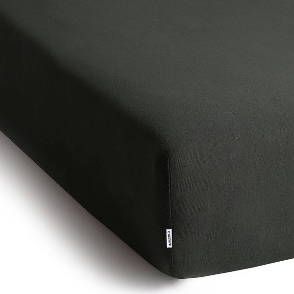 Ciemnoszare dżersejowe prześcieradło z gumką 160x200 cm Amber – Restilo-image-2