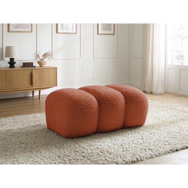 Ceglasty podnóżek z materiału bouclé Hippolyte – Bobochic Paris-image-1