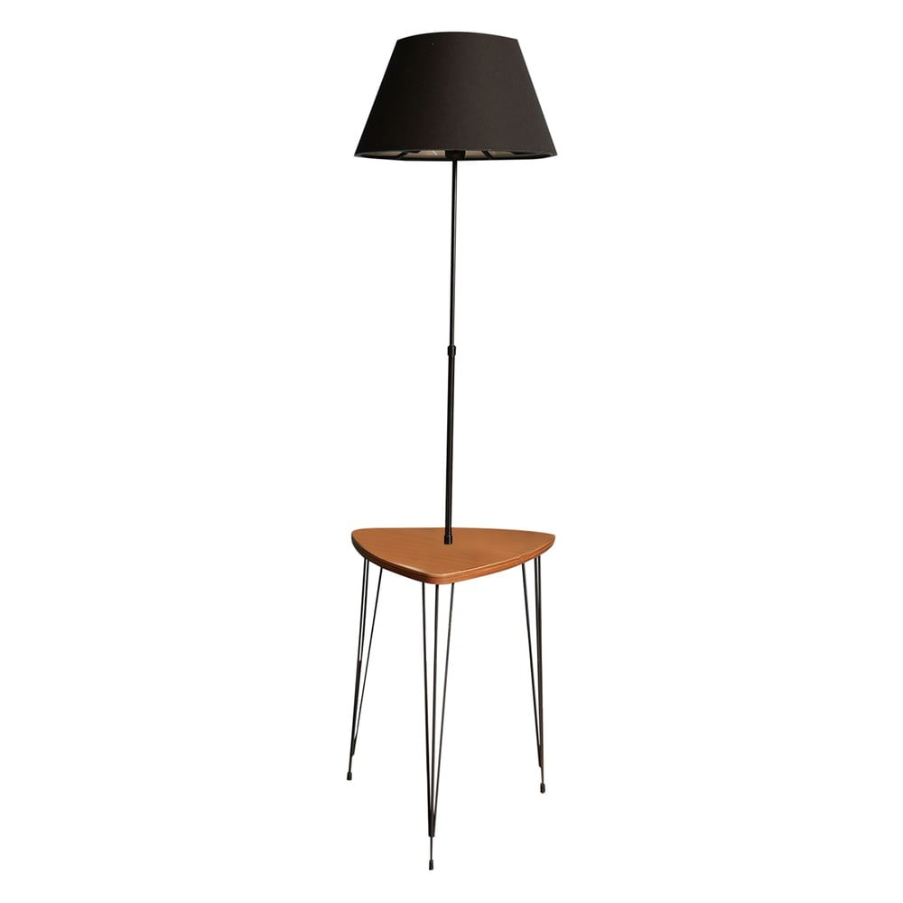 Czarno-naturalna lampa stojąca z tekstylnym kloszem (wysokość 147 cm) – Opviq lights