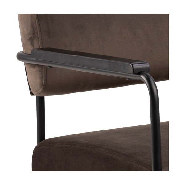 Ciemnobrązowy aksamitny fotel Actona Cloe-image-4