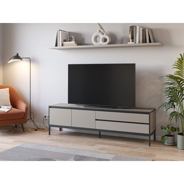Szarobeżowa szafka pod TV 180x55 cm Lorenza – Marckeric-image-1
