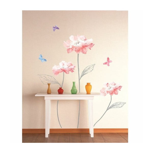 Naklejka Ambiance Light Pink Flowers And Butterflies-image-1