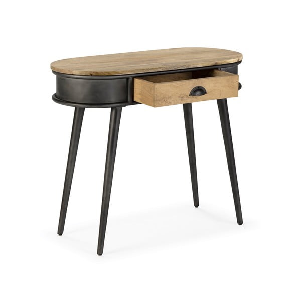 Czarna/w naturalnym kolorze konsola 38x90 cm Delhi – MOME-image-2