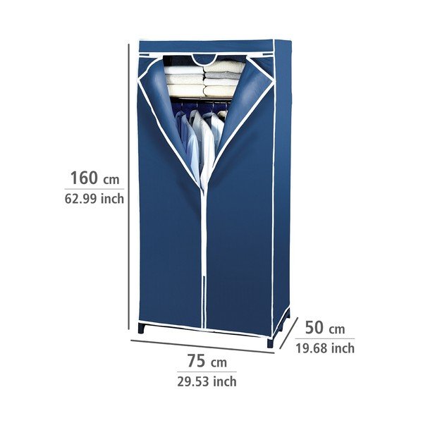 Niebieska szafa tekstylna Wenko, 160x50x75 cm-image-2