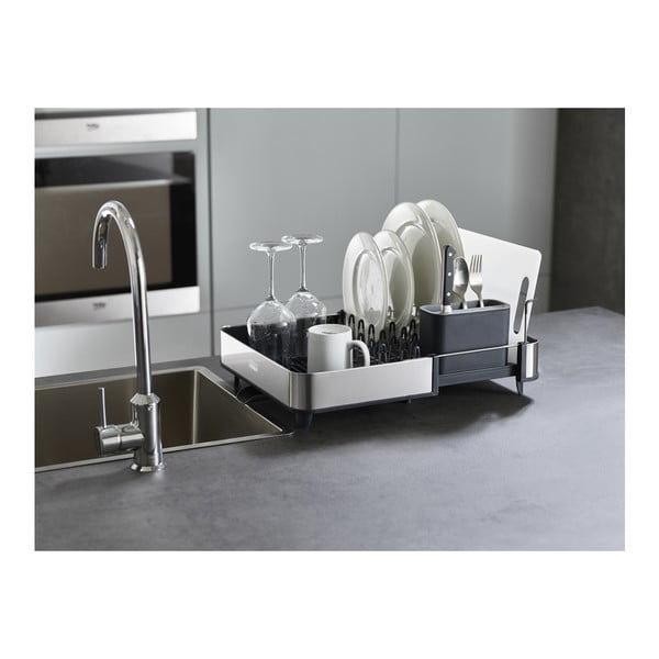 Ciemnoszary regulowany ociekacz ze stali nierdzewnej 36x32 cm Extend Steel – Joseph Joseph-image-1