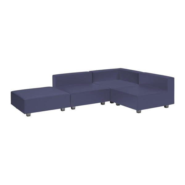 Ciemnoniebieska sofa narożna trzyczęściowa z podnóżkiem 13Casa Silvia