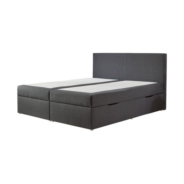 Szare łóżko boxspring ze schowkiem 180x200 cm Harry – Rojaplast