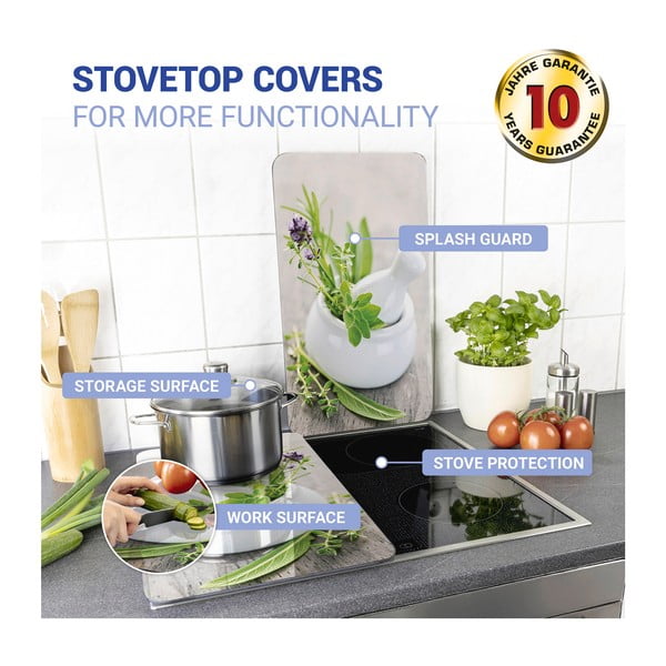 Zestaw 2 szklanych płyt ochronnych na kuchenkę Wenko Herbal, 52x30 cm-image-4