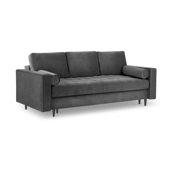 Ciemnoszara aksamitna rozkładana sofa Milo Casa Santo-image-3