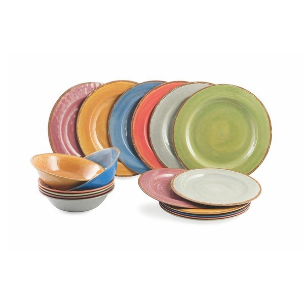 Zestaw kolorowych naczyń 18-częściowy Villa d'Este Lucia-image-1
