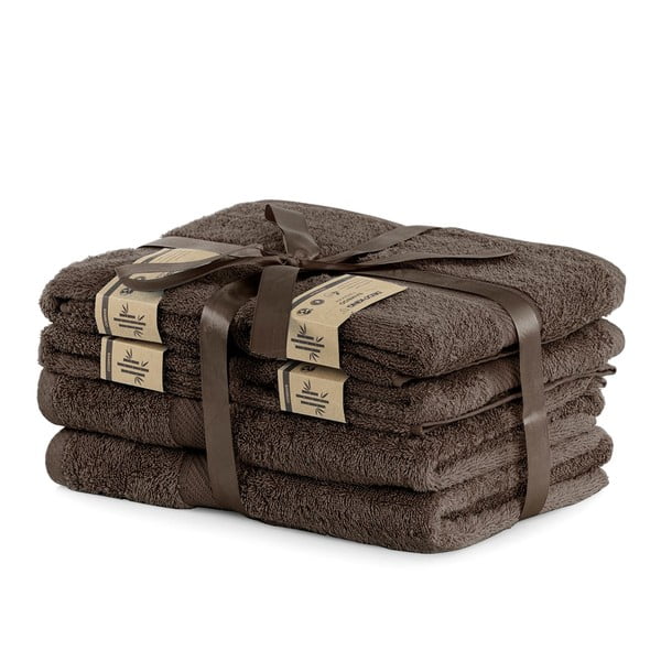 Zestaw 6 ciemnobrązowych ręczników DecoKing Bamby Brown-image-1