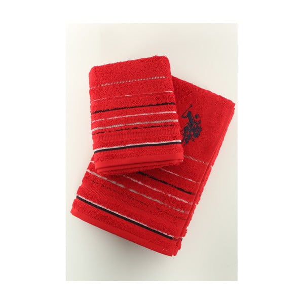 Komplet 2 ręczników Set U.S. Polo Assn. Red, 50x90 a 70x140 cm
