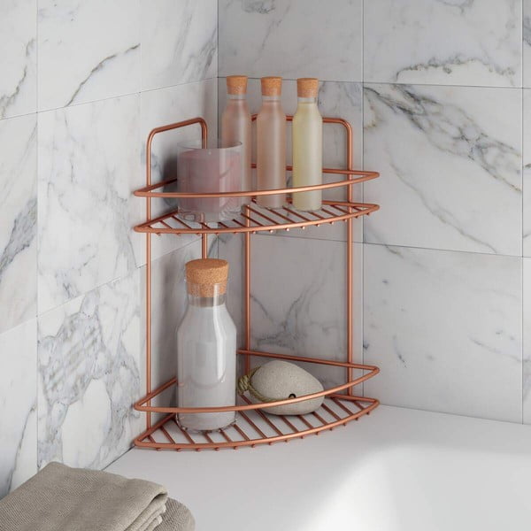 2-poziomowa narożna półka łazienkowa Metaltex Copper-image-1