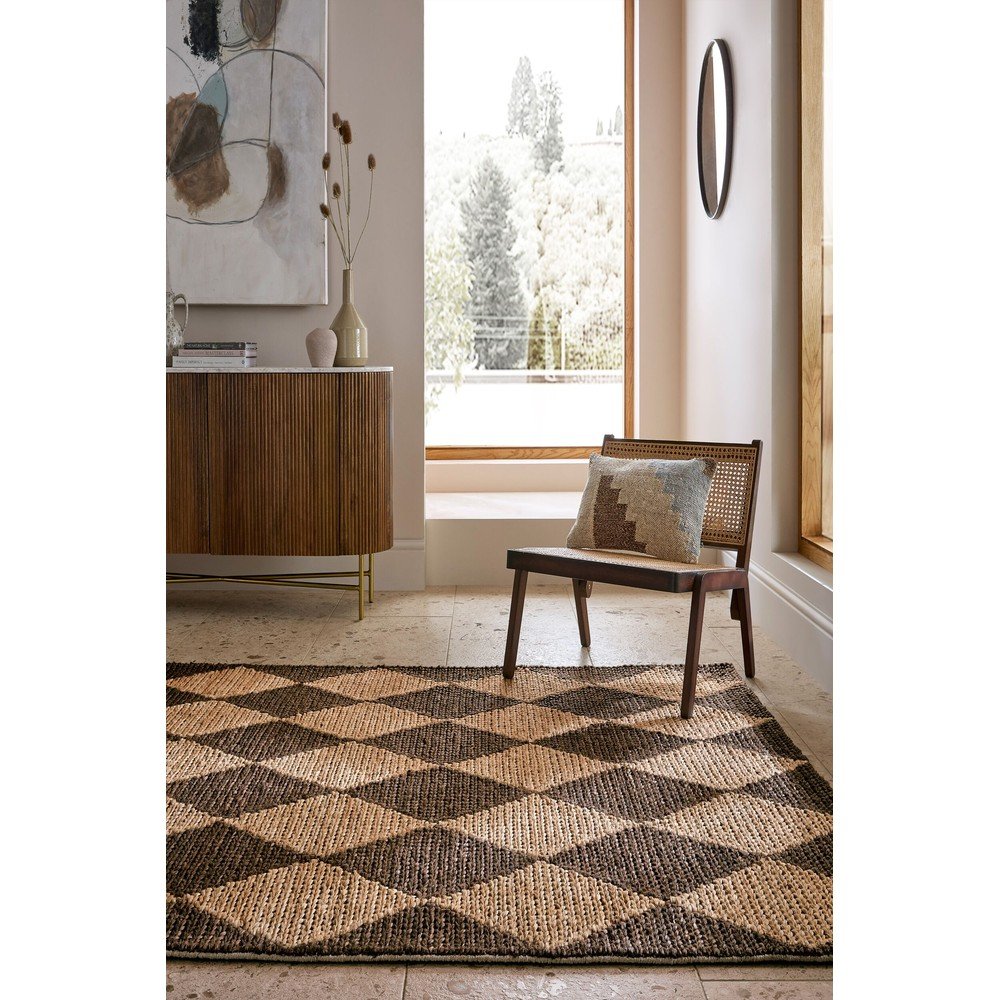 Brązowo-naturalny dywan z mieszanki juty tkany ręcznie 120x170 cm Effie Diamond – Flair Rugs (zdjęcie 6)