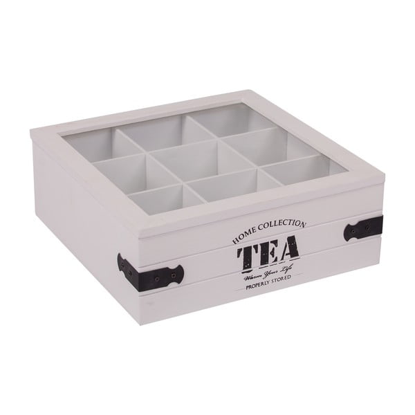 Białe pudełko z 9 przegródkami na herbatę Tea