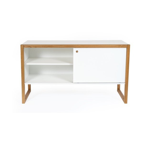 Brązowo-biała komoda z drewna dębowego Woodman Cubis-image-3