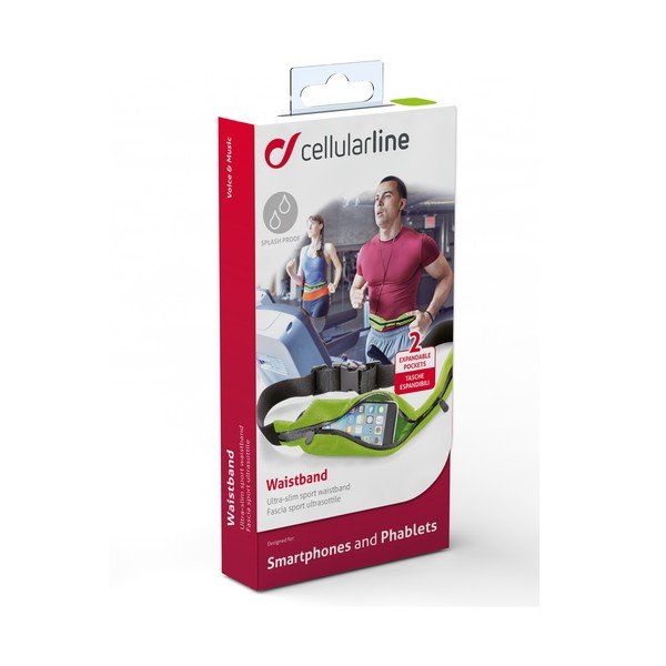 Pas do biegania CellularLine WAISTBAND RUNNING z kieszonką, limetkowy-image-1