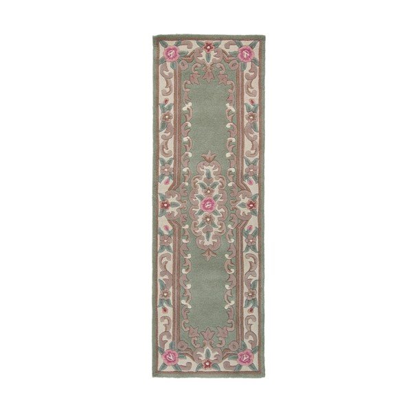 Zielony wełniany chodnik Flair Rugs Aubusson, 67x210 cm
