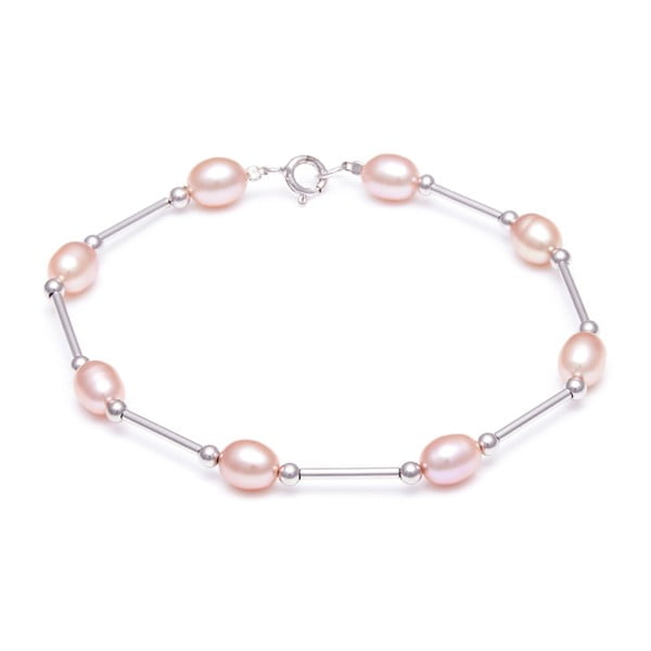 Srebrny bransoletka z różowymi perłami GemSeller Jenne