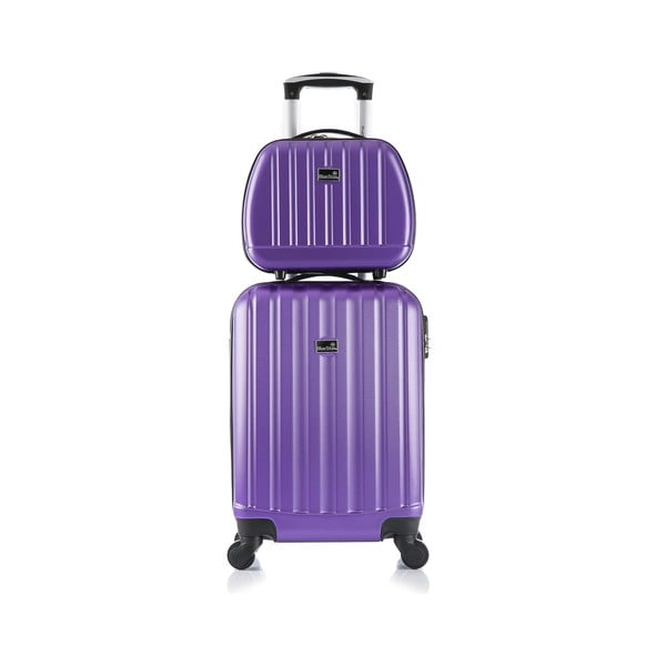 Fioletowa walizka z bagażem podręcznym Bluestar