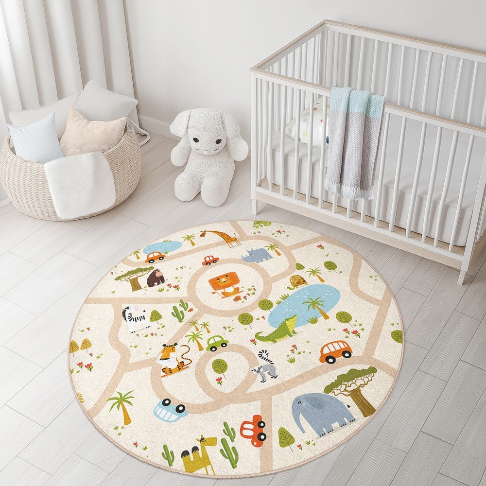 Dziecięcy dywan do zabawy odpowiedni do prania ø100 cm Savana Ride – Mila Home (zdjęcie 4)