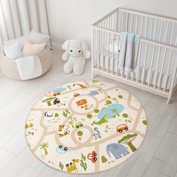 Dziecięcy dywan do zabawy odpowiedni do prania ø120 cm Savana Ride – Mila Home-image-3