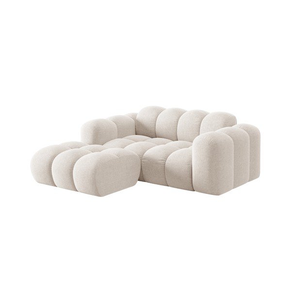 Kremowy narożnik z tkaniny szenilowej (lewostronny/z szezlongiem) Treno – Cosmopolitan Design-image-1