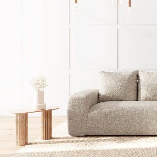 Beżowy narożnik z materiału bouclé (prawostronny/z szezlongiem) Monce – Rodier-image-4