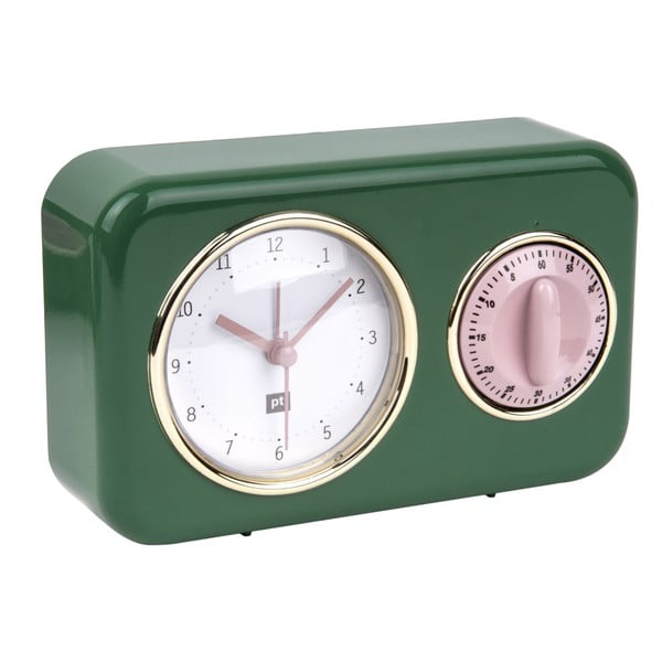 Zielony zegar kuchenny z minutnikiem PT LIVING Nostalgia