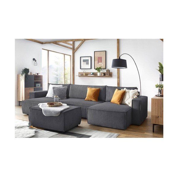 Ciemnoszary sztruksowy puf Nihad – Bobochic Paris-image-4