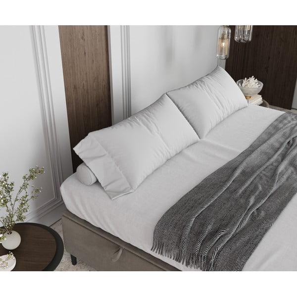 Kremowe tapicerowane łóżko dwuosobowe ze schowkiem 200x200 cm Tate – Maison de Rêve-image-4