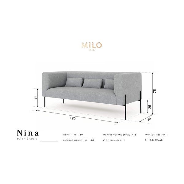 Żółta sofa Milo Casa Nina, 192 cm-image-4