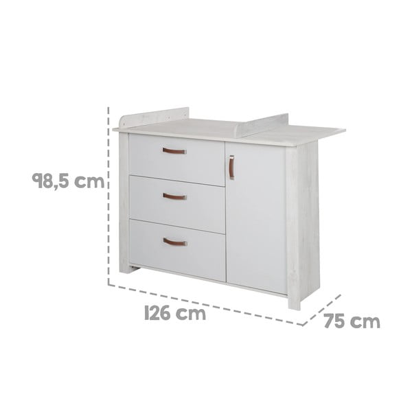 Biała niska komoda dziecięca z przewijakiem 126x99 cm Mila – Roba-image-3