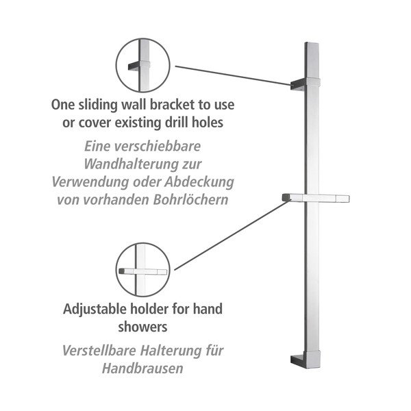 Drążek prysznicowy na słuchawkę ze stali nierdzewnej w kolorze błyszczącego srebra 68 cm Design – Wenko-image-3