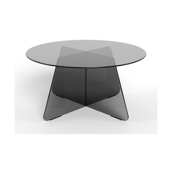 Szary szklany okrągły stolik ø 80 cm Samos – Actona-image-2