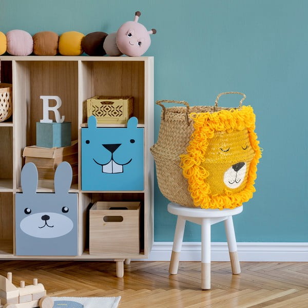 Żółto-naturalny kolorze dziecięcy kosz na zabawki z trawy morskiej ø 30x28 cm Lion – Compactor-image-1