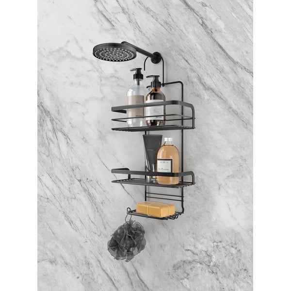 Czarna półka łazienkowa Metaltex Origin Lava-image-1