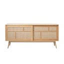 Niska komoda w dekorze dębu z drzwiami przesuwnymi w naturalnym kolorze 180x80 cm Barrali – Unique Furniture