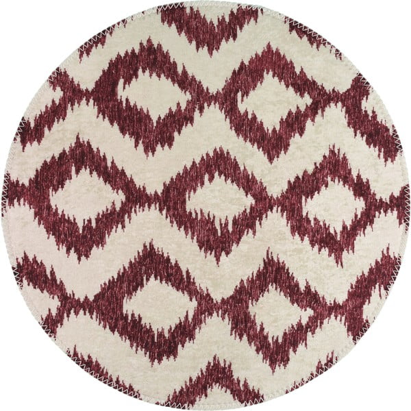 Bordowo-biały okrągły dywan odpowiedni do prania ø 80 cm – Vitaus