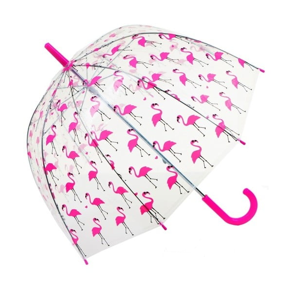 Przezroczysty parasol Birdcage Flamingo, ⌀ 85 cm