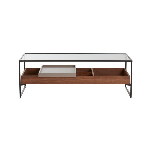 Stolik ze szklanym blatem w ciemnym naturalnym kolorze 60x120 cm Sveg – Jotex-image-4