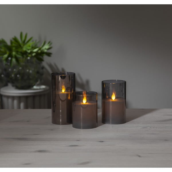 Szara woskowa świeca LED w szkle Star Trading M-Twinkle, wys. 12,5 cm-image-2