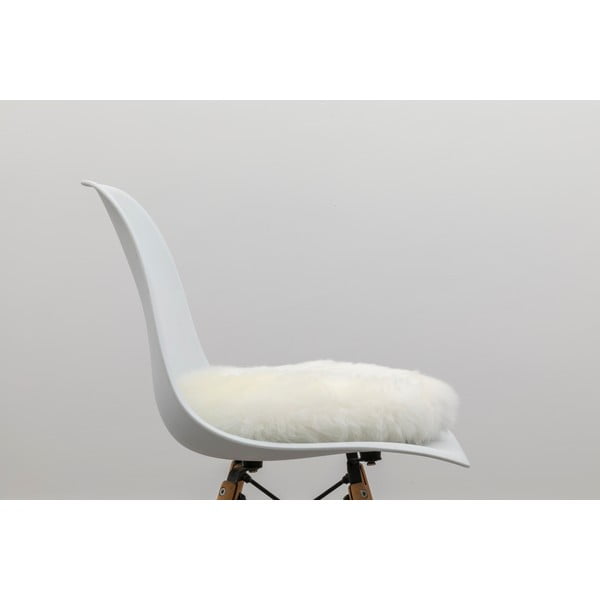 Biała poduszka na krzesło ze skóry owczej Native Natural Round, ⌀ 40 cm-image-2