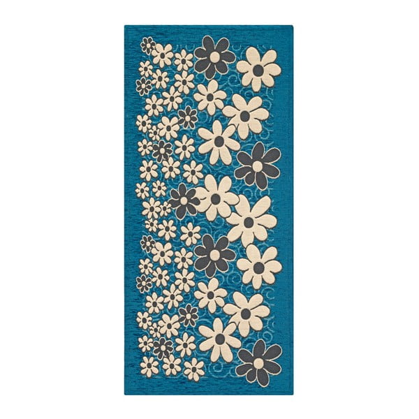 Niebieski wytrzymały dywan kuchenny Webtapetti Margherite Avio, 55x240 cm