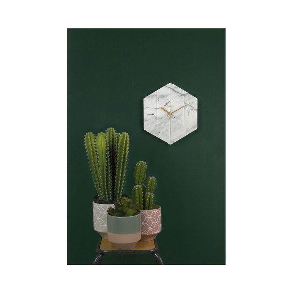 Biały zegar Karlsson Marble Hexagon-image-1